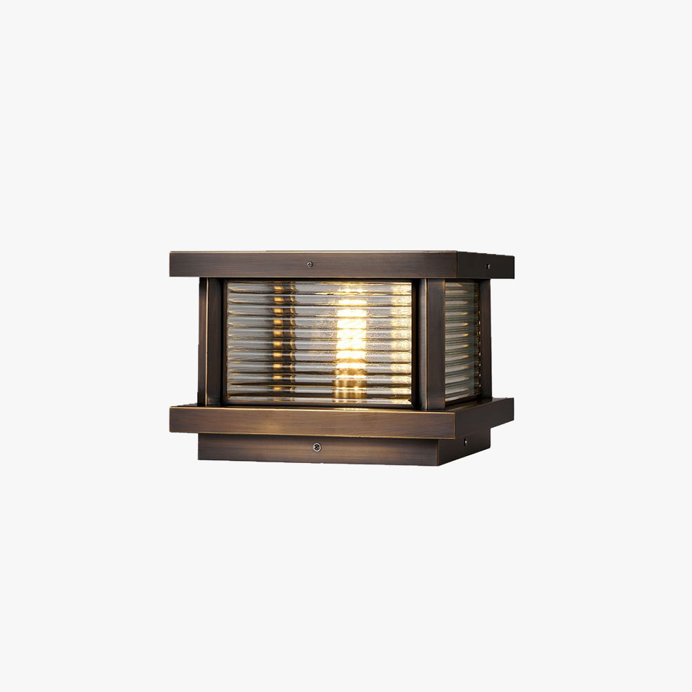 Riley Modern Rectangular Metal Outdoor Solar Lamp, Black/Brass/Bronze