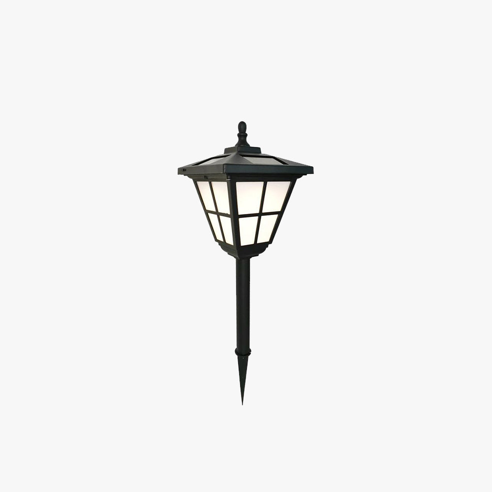 Pena Modern Lantern Shaped Metal Solar Outdoor Bollard Light, Black