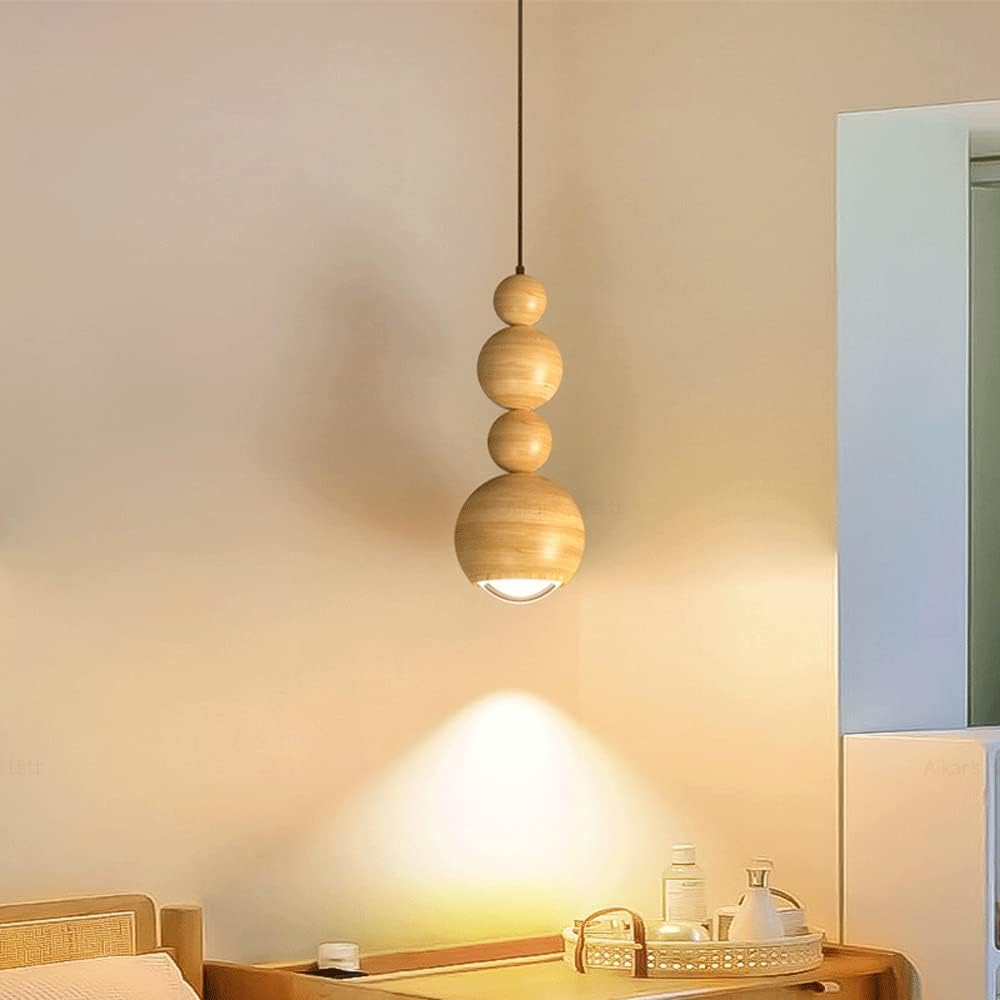 Muto Vintage LED Pendant Globe Light Metal Wood Bedroom