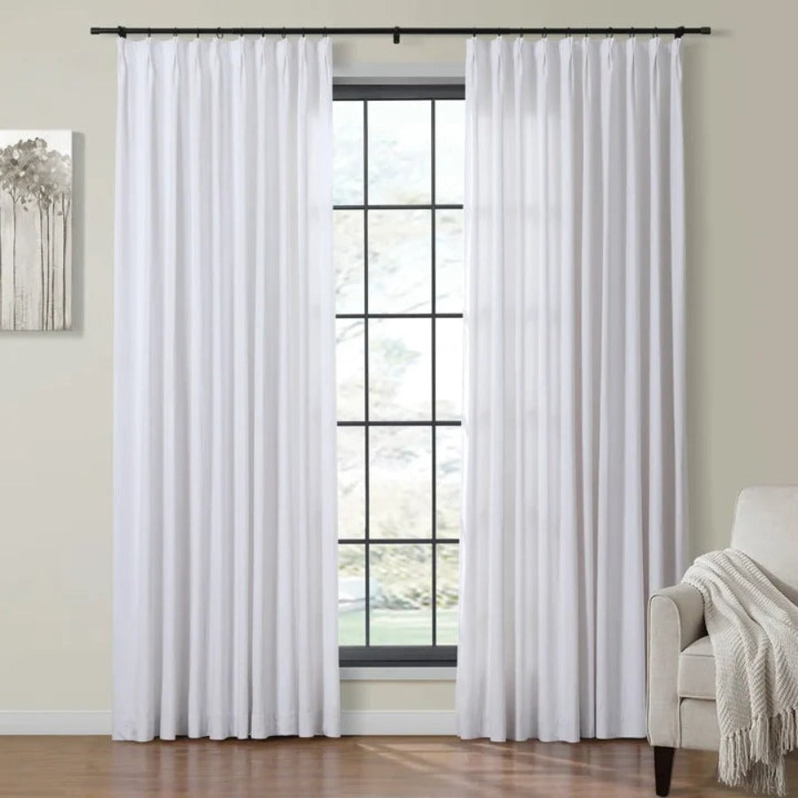 Plushy Velvet Pleated Modern Luxury White Curtain, 4 Color