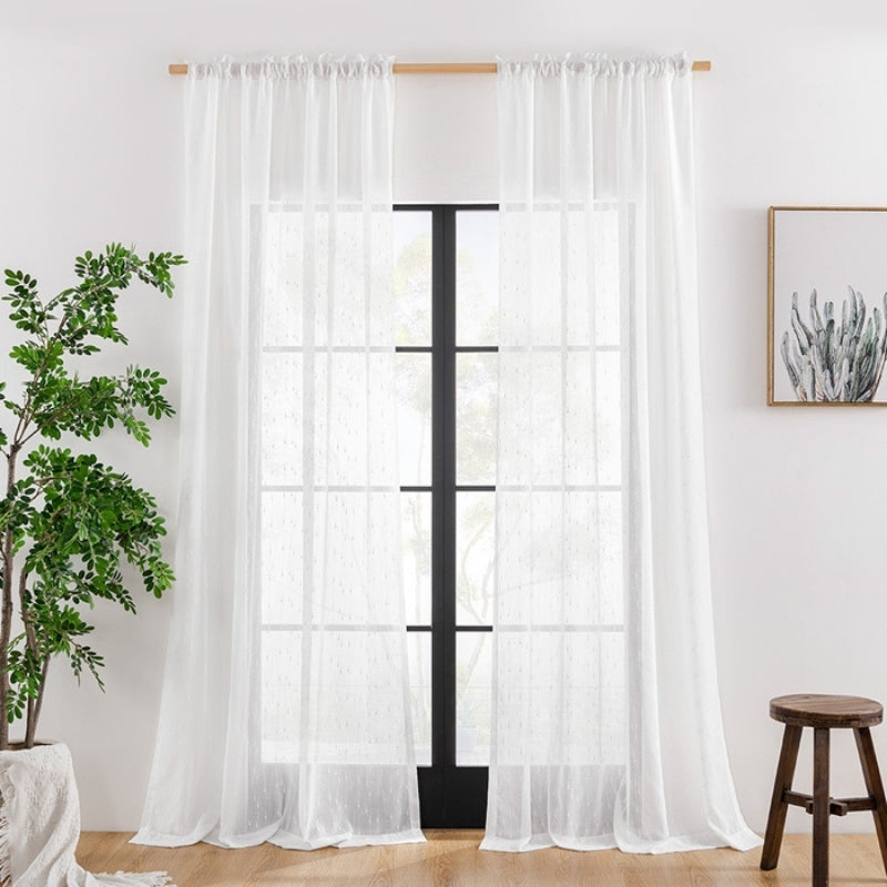 Cara Raindrop Texture Sheer Curtains Soft Top