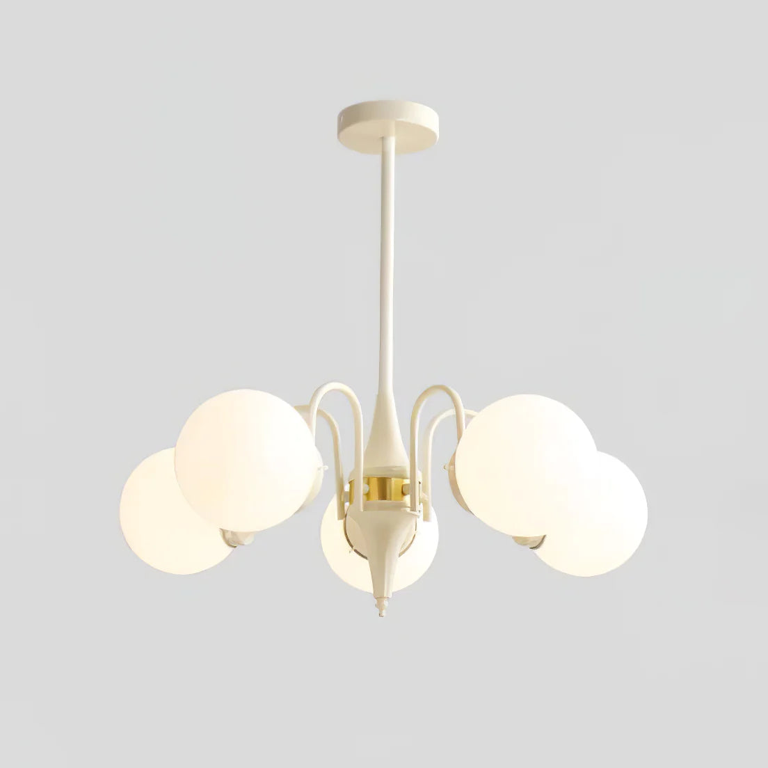 Valentina French LED Chandelier Milky White Cream Metal Living Room