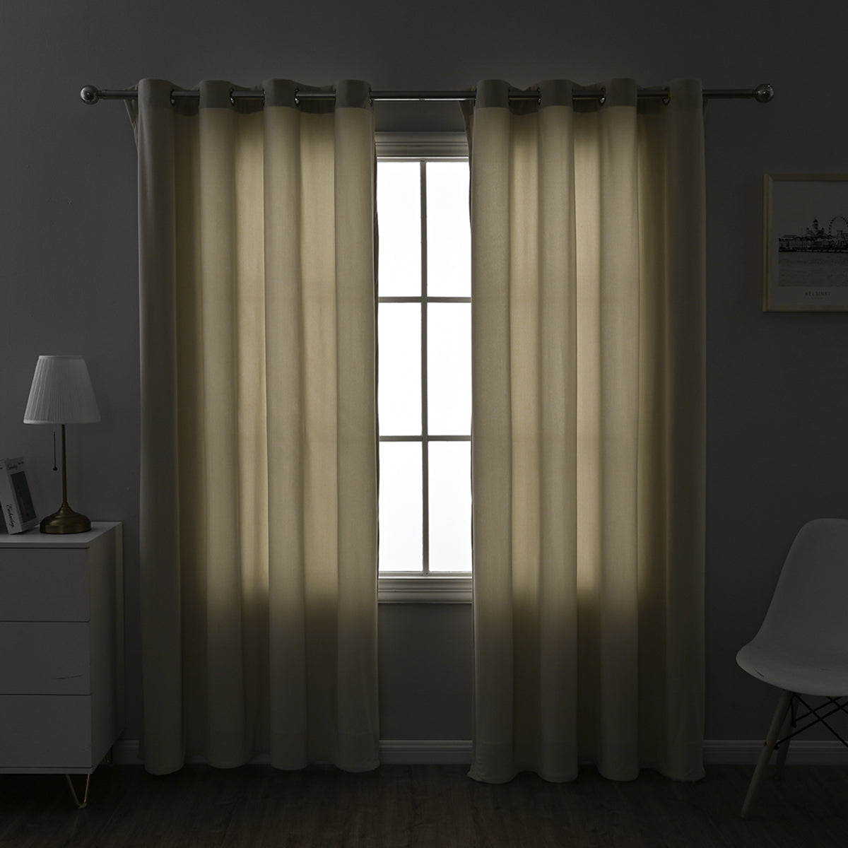 Modern Simple Blackout Curtain, Beige/Gray/Dark Green, Living Room