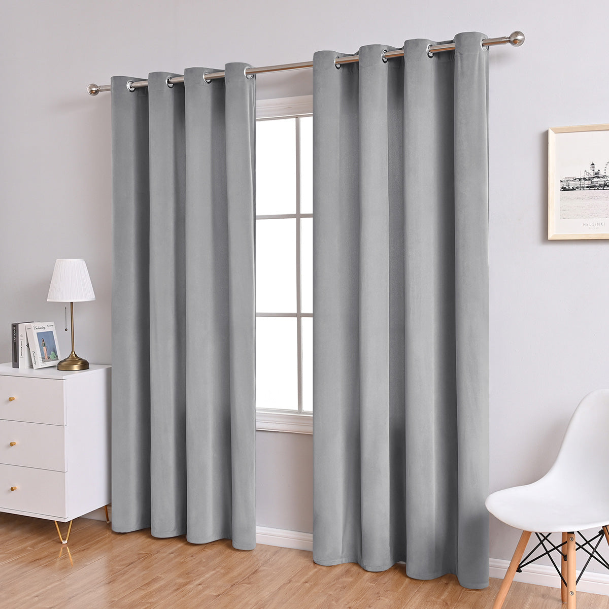 Modern Simple Blackout Curtain, Beige/Gray/Dark Green, Living Room