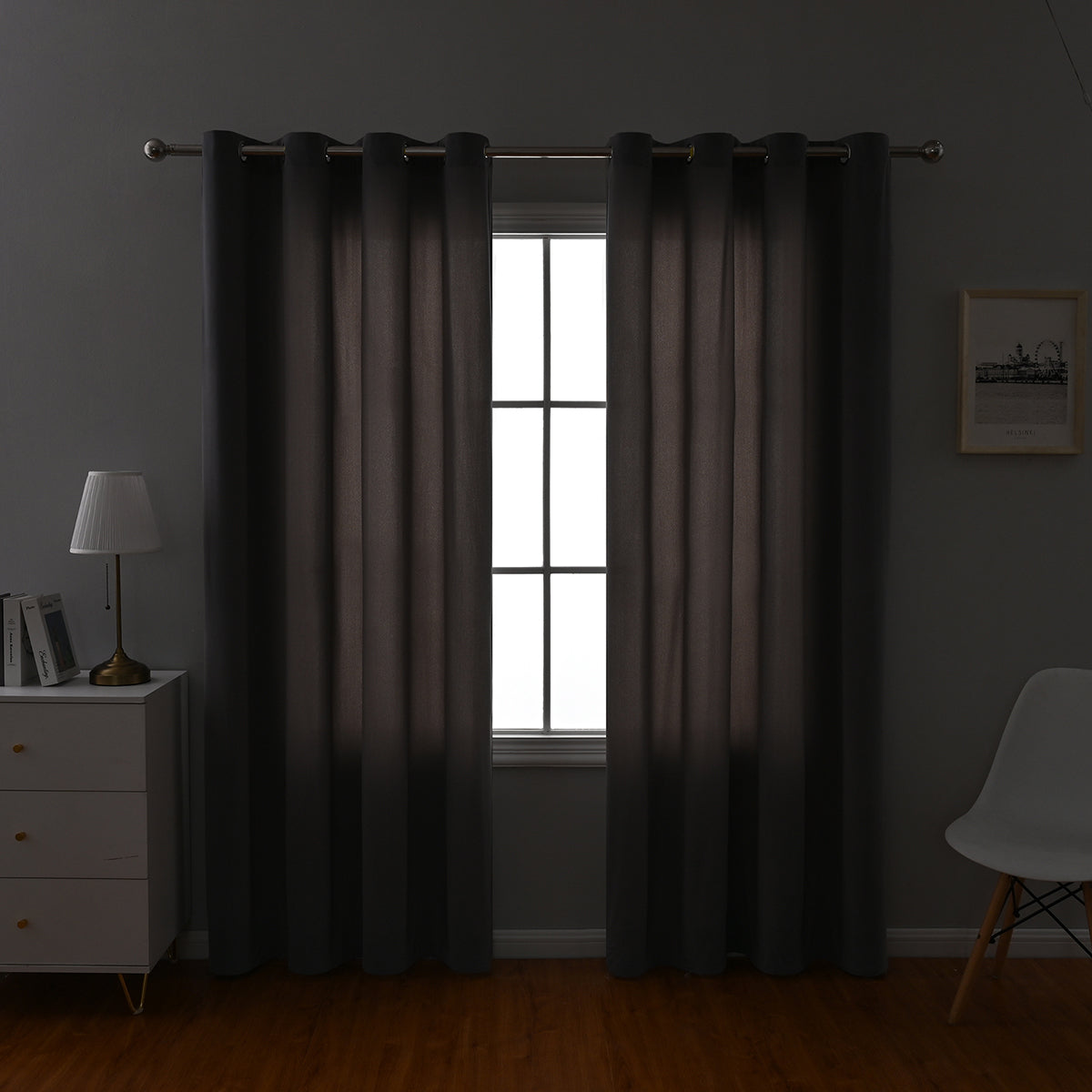 Modern Simple Blackout Curtain, Beige/Gray/Dark Green, Living Room