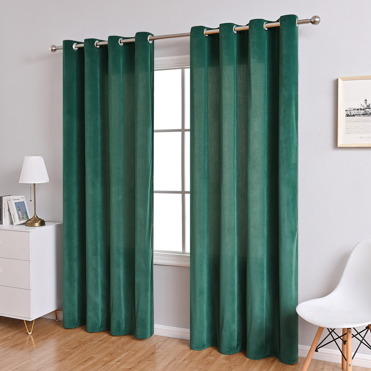 Modern Simple Blackout Curtain, Beige/Gray/Dark Green, Living Room