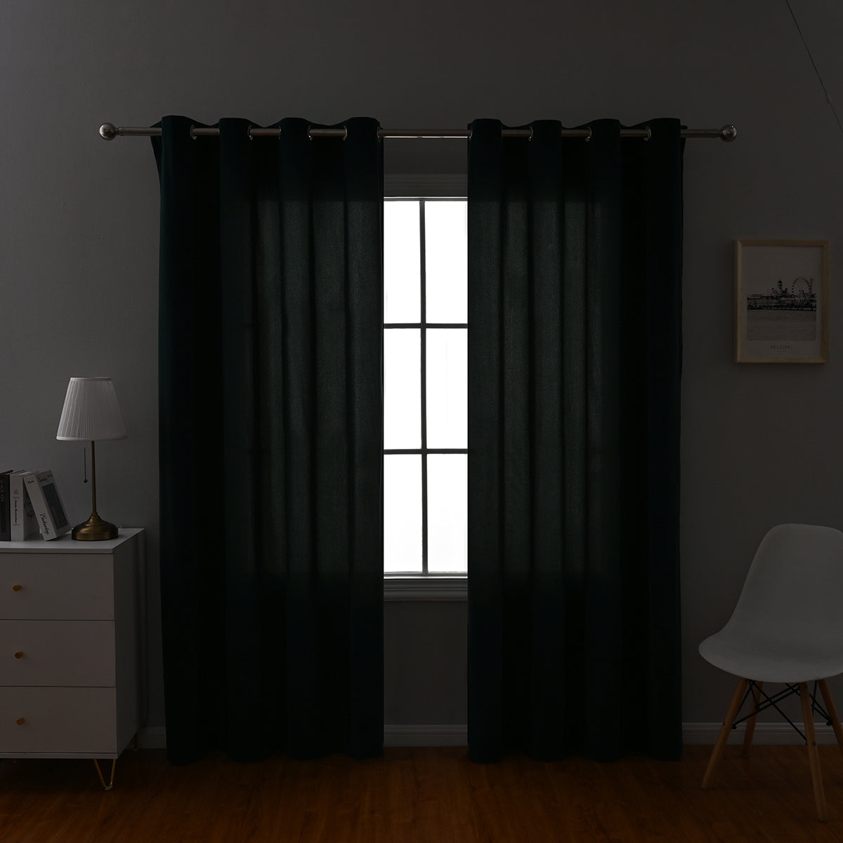 Modern Simple Blackout Curtain, Beige/Gray/Dark Green, Living Room