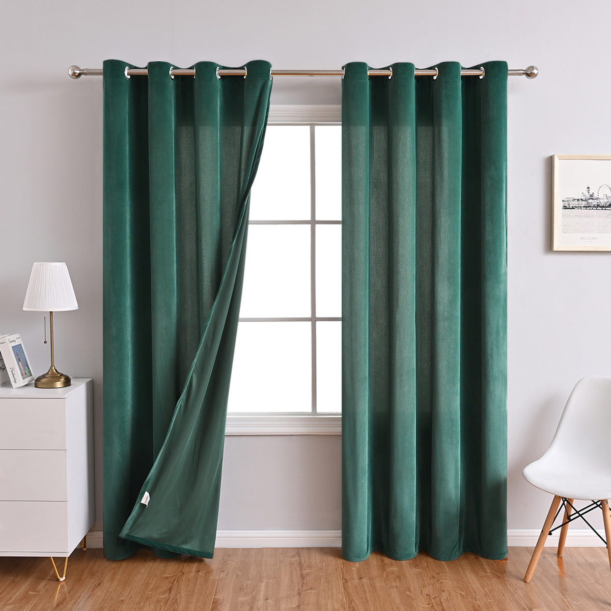 Modern Simple Blackout Curtain, Beige/Gray/Dark Green, Living Room