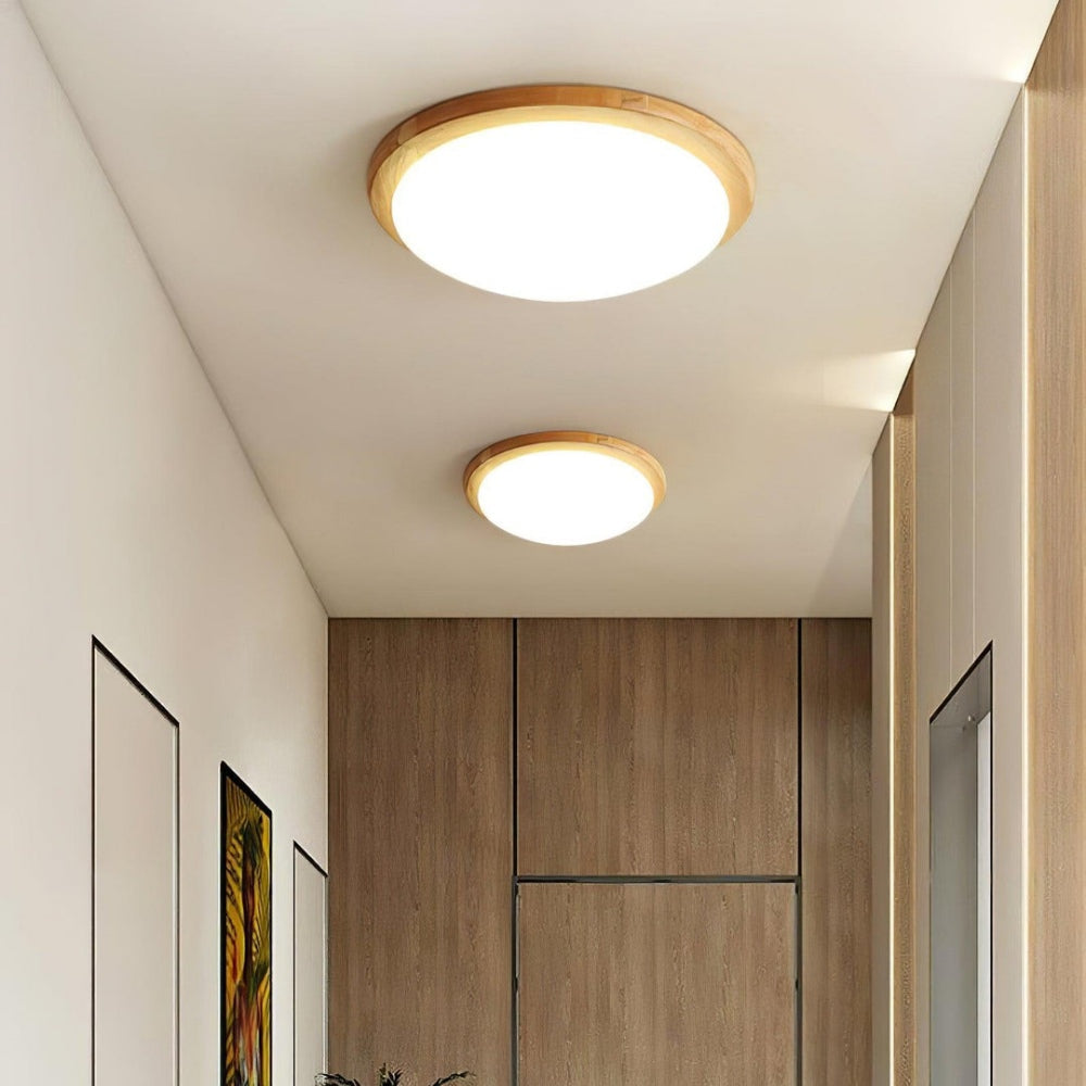 Ozawa Modern Simple Flush Mount Ceiling Light Wood Acrylic Dining Room