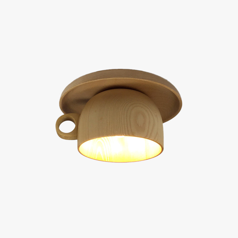 Cairns Modern Wood Cup Flush Mount Ceiling Light Bedroom