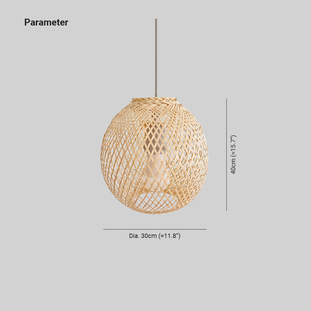 Muto Creative Round Pendant Light Bamboo Bedroom Living Room