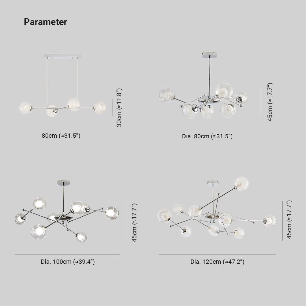 Valentina Nordic Bauhaus Chandelier Metal Glass Living Room