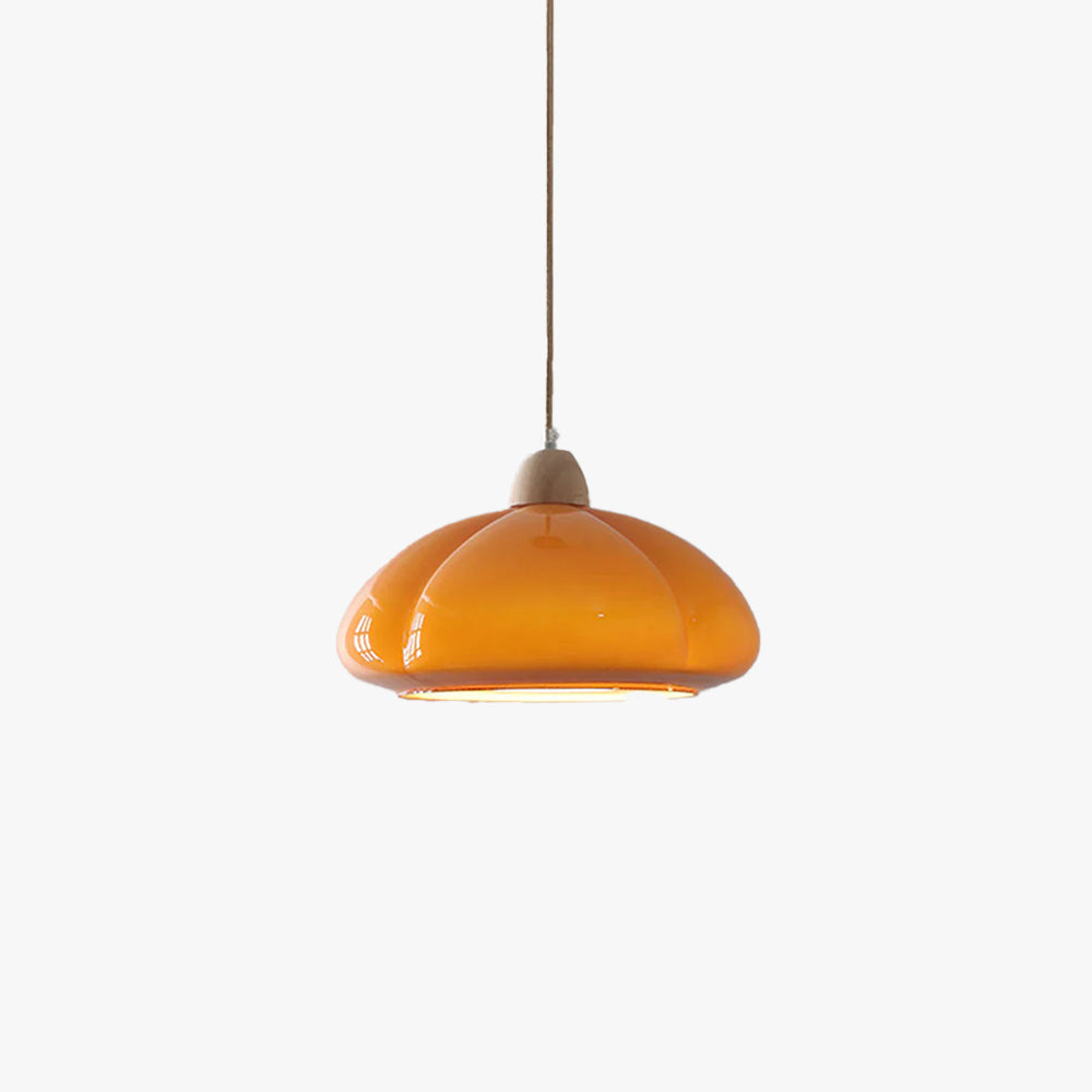 Hailie Retro Pendant Light Pumpkin Glass Bedroom Dining Room