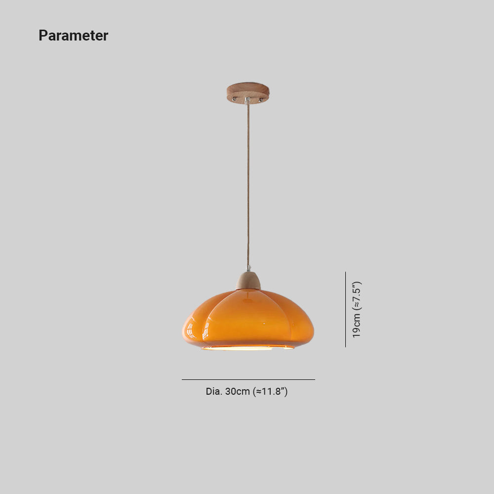 Hailie Retro Pendant Light Pumpkin Glass Bedroom Dining Room