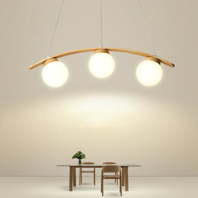 Valentina Pendant Light Wood Glass White Island Living Room/Bedroom