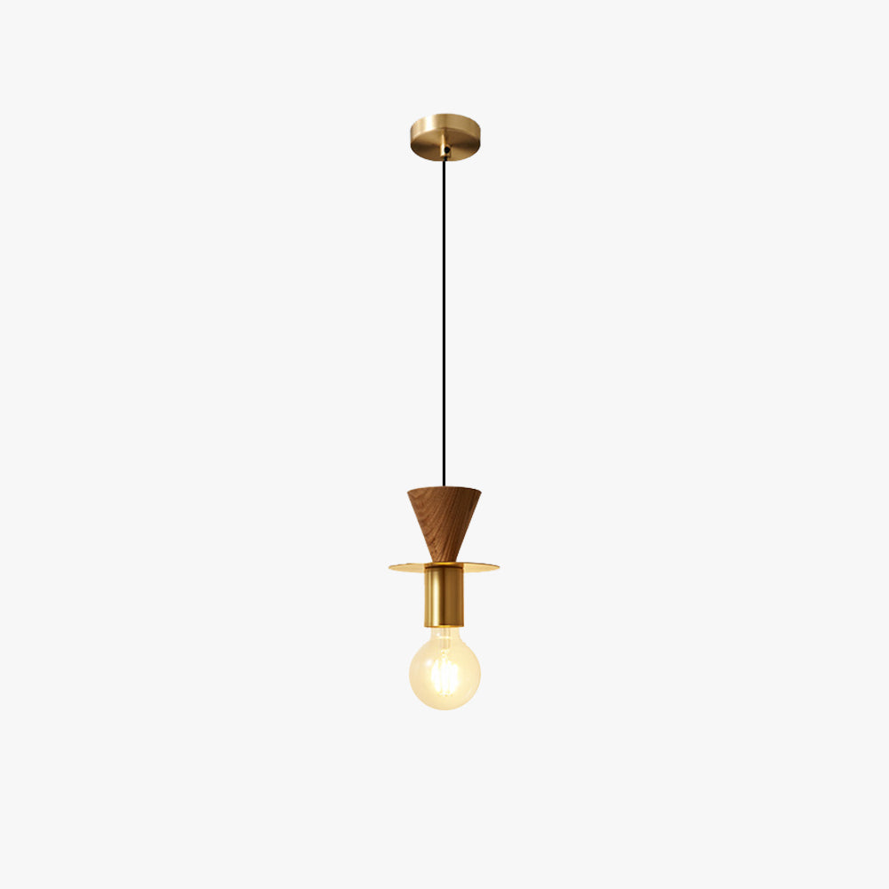 Hailie Modern Simple Pendant Light Copper Walnut Bedroom/Dining Room