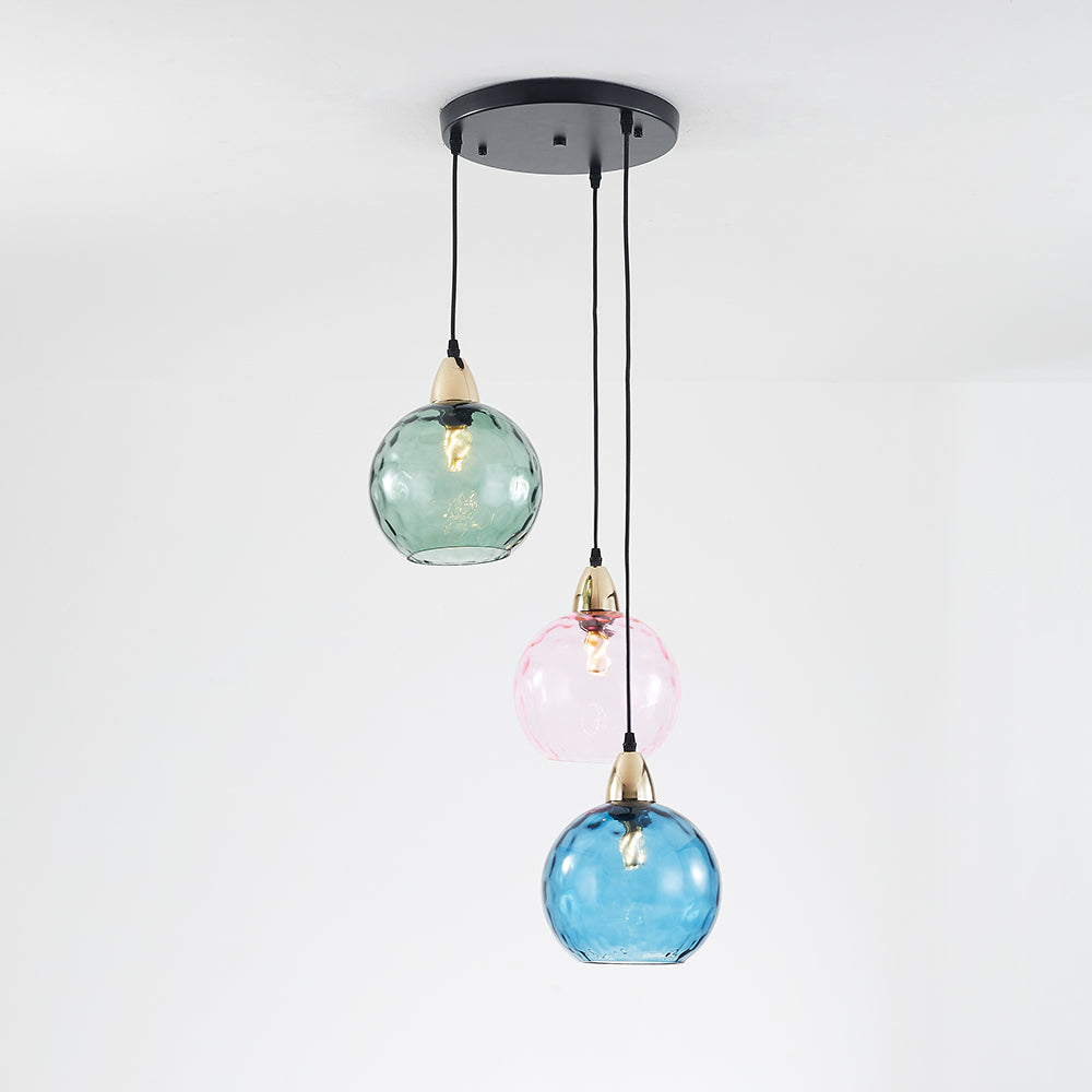 Hailie Colorful Glass Ball Pendant Lights Water Ripple