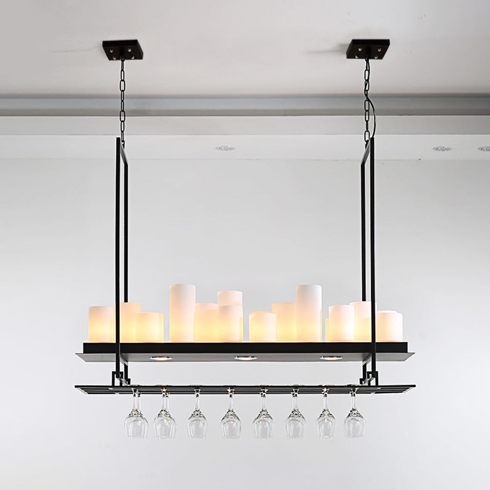 Alessio Candle Black Pendant Lighting for Kitchen Island, Wine Glass Holder