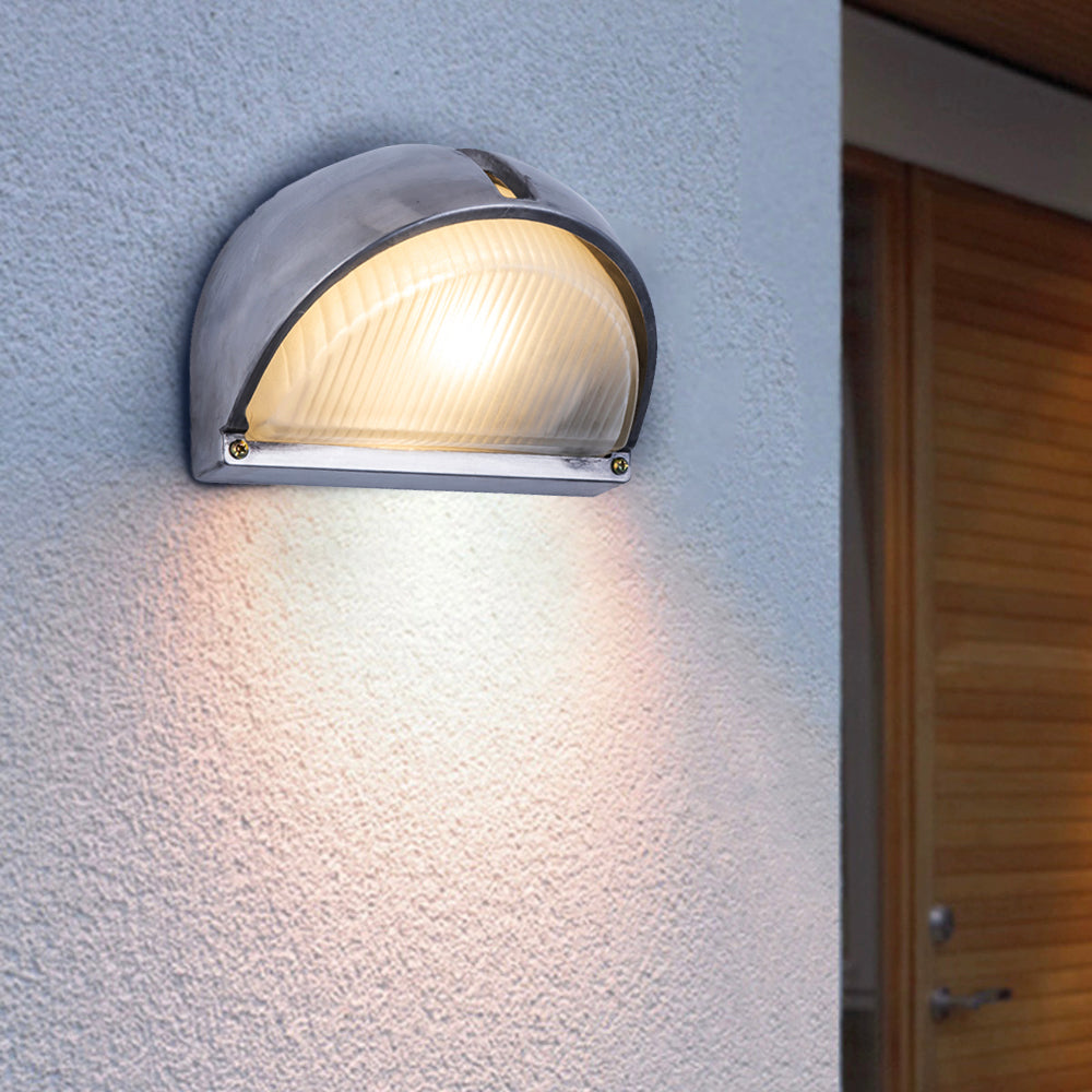 Orr Wall Lamp Geometric Modern, Metal/Glass, Silver, Outdoor