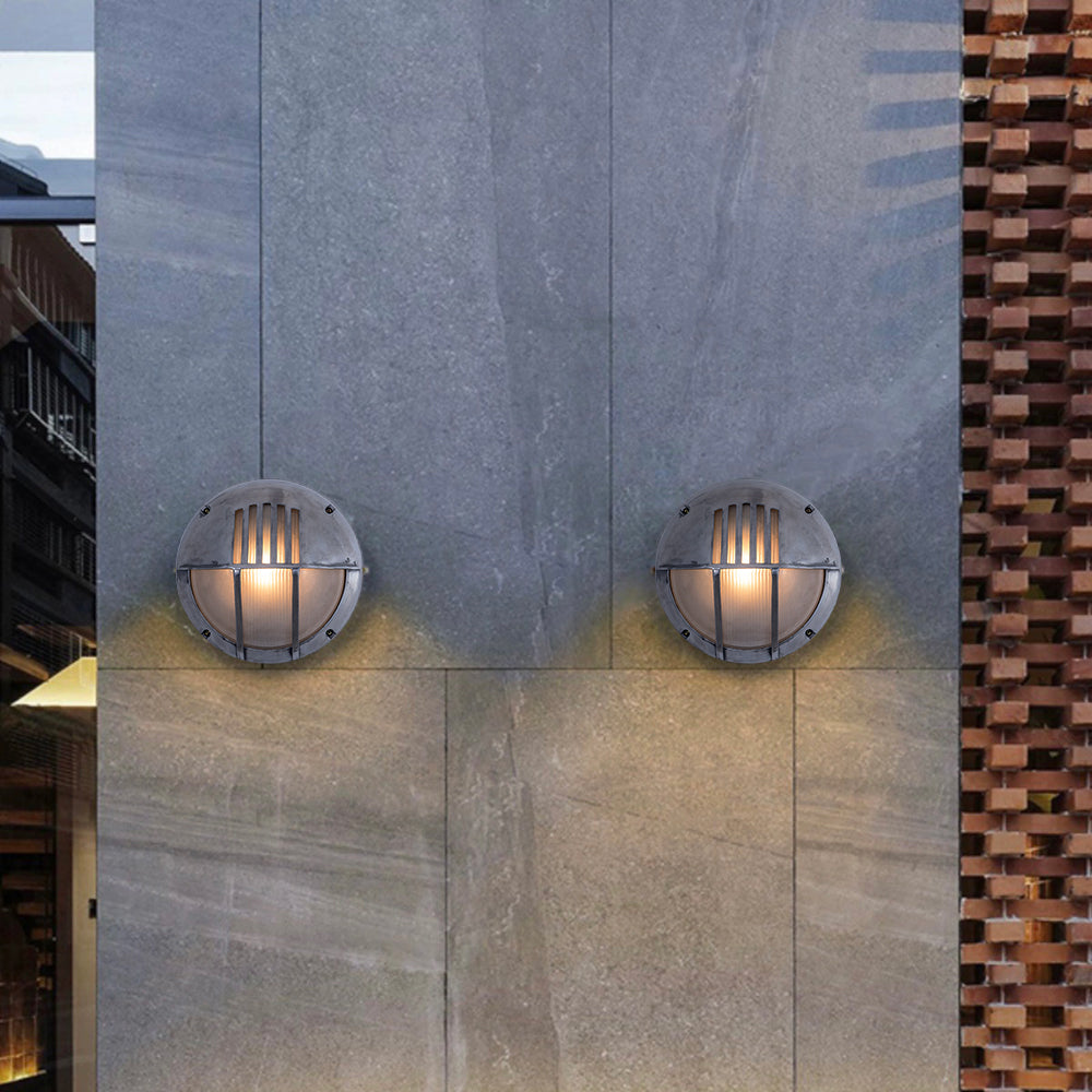 Orr Wall Lamp Geometric Modern, Metal/Glass, Silver, Outdoor