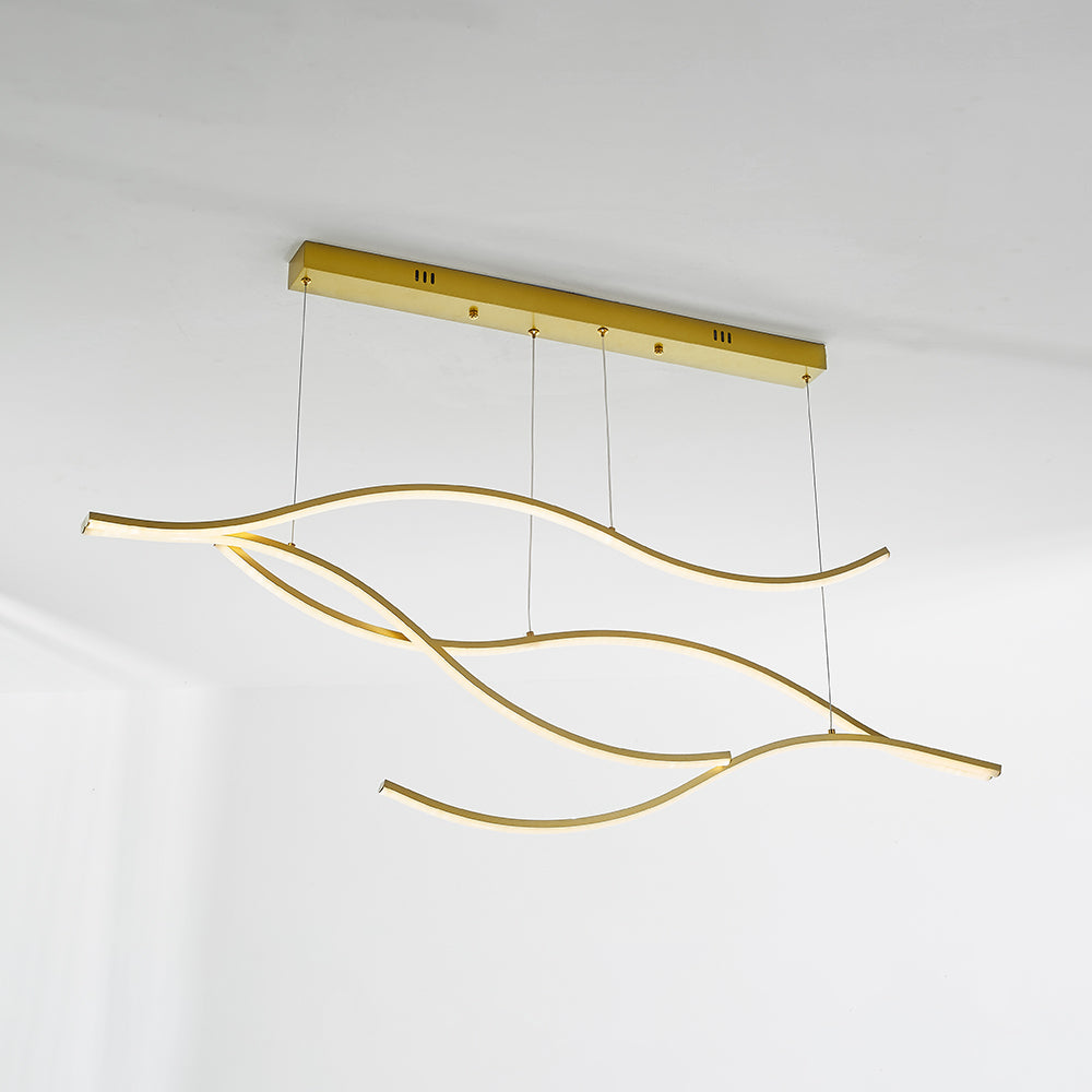 Louise Pendant Light, Multi-Curved, Black/Gold, Metal