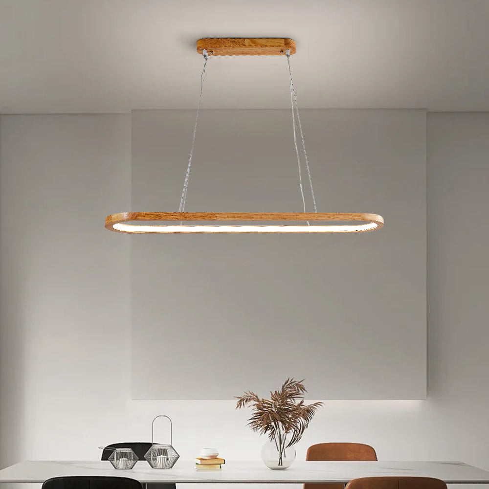 Ozawa Contemporary Oval Wooden Pendant Light Dining Room