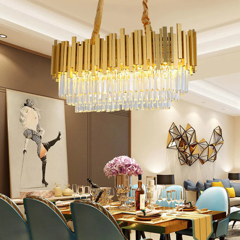 Marilyn Nordic Postmodern Luxury Gold Crystal Chandelier for Dining Room & Living Room