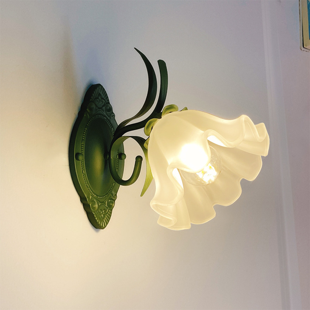 Lily Flower Metal Acrylic Indoor Wall Lamp Bedroom Living Room