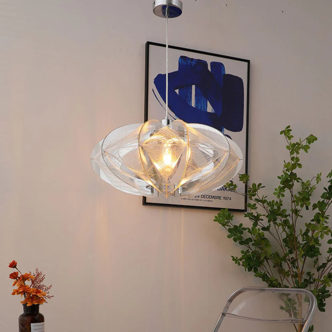 Grace Modern LED Pendant Light White Metal/Acrylic Living Room