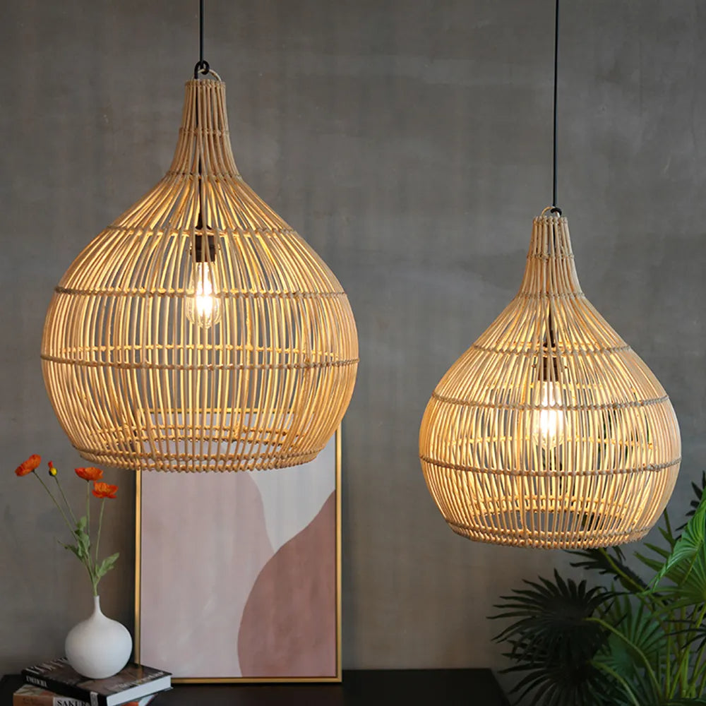 Muto Japanese Creative Pendant Light Rattan Dining Room Bedroom