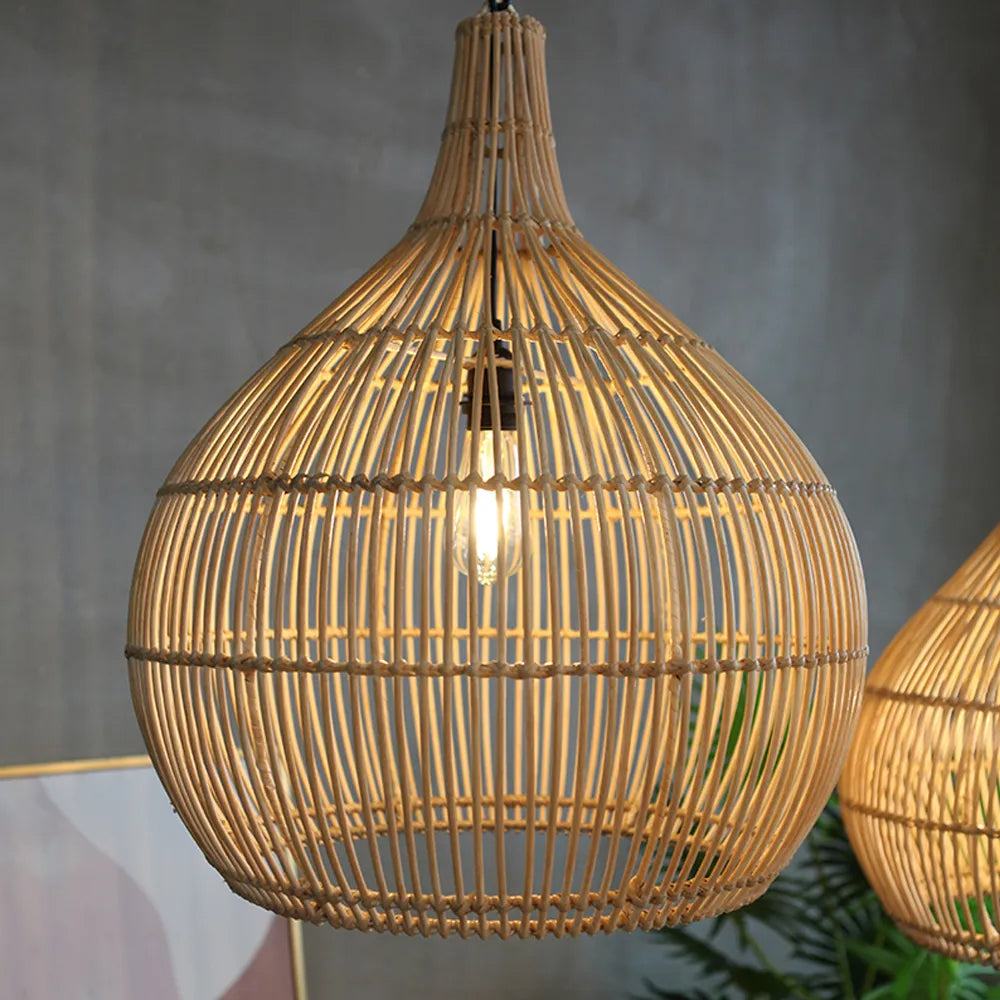 Muto Japanese Creative Pendant Light Rattan Dining Room Bedroom