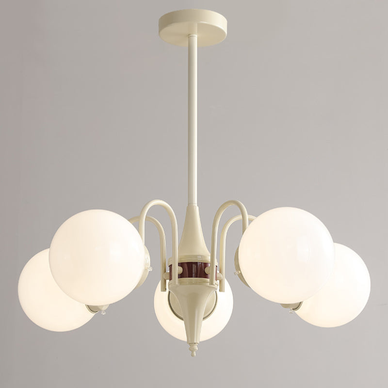 Valentina French LED Chandelier Milky White Cream Metal Living Room