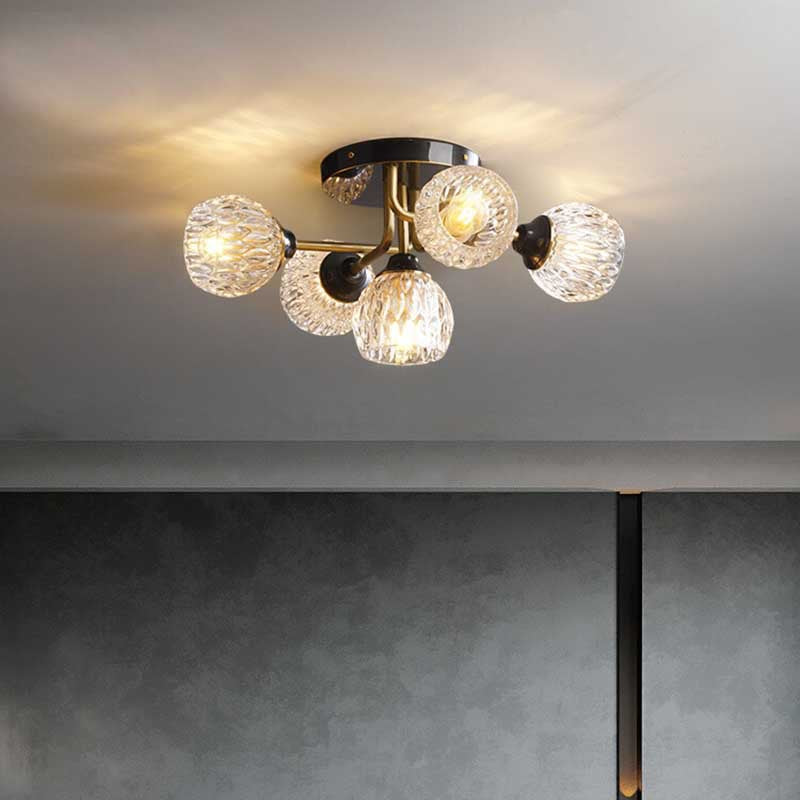 Valentina Luxury Flush Mount Ceiling Light Metal/Glass Living Room