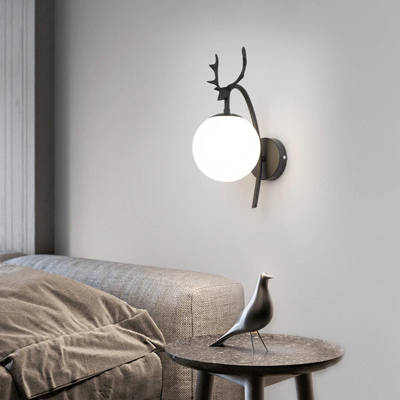 Valentina Modern Art Deer Bedside LED Indoor Wall Lamp Metal Glass Living Room Bed Room Dining Room