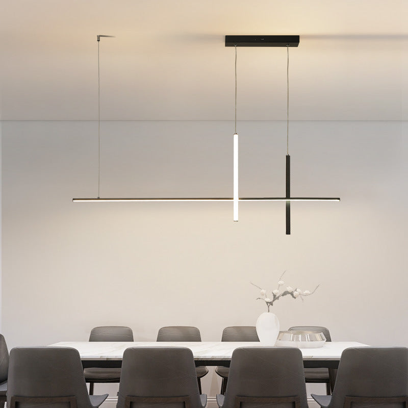 Edge Modern Pendant Light Metal/Acrylic Black/White Dining Room