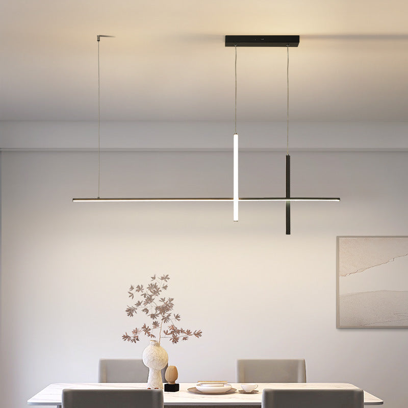 Edge Modern Pendant Light Metal/Acrylic Black/White Dining Room