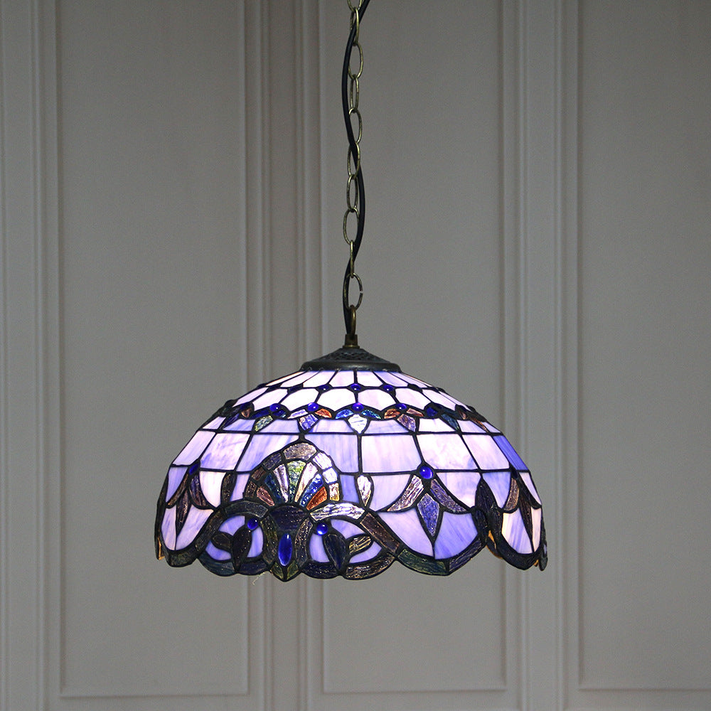 Eryn Vintage LED Pendant Light Purple Metal/Glass Living Room