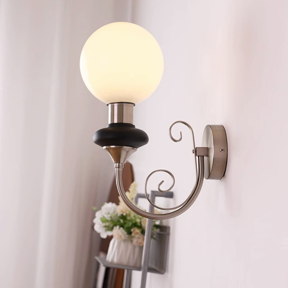 Valentina Vintage Metal Glass Indoor Wall Lamp Bedroom Living Room