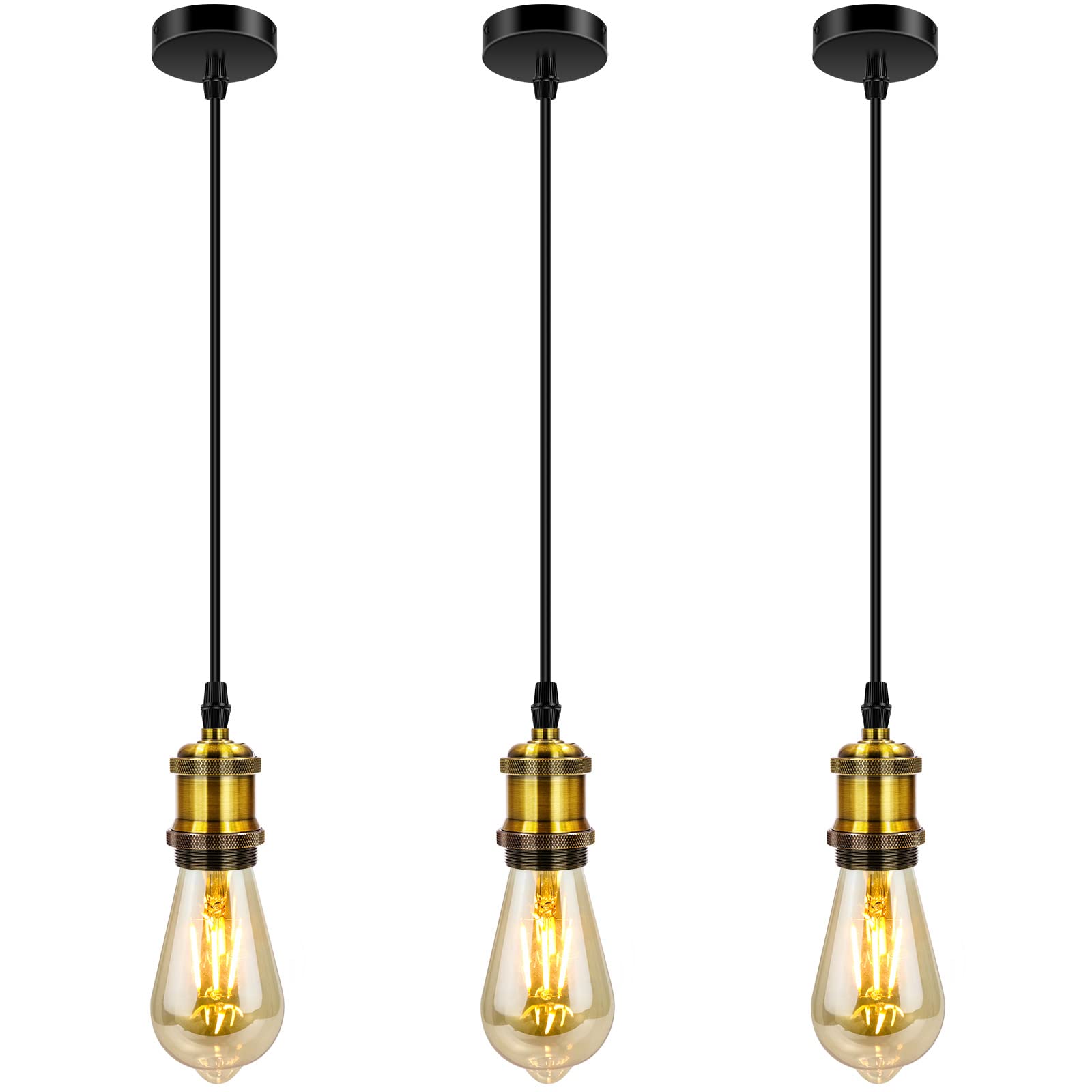 Alessio Retro Pendant Light Black/Gold Metal Glass Bedroom