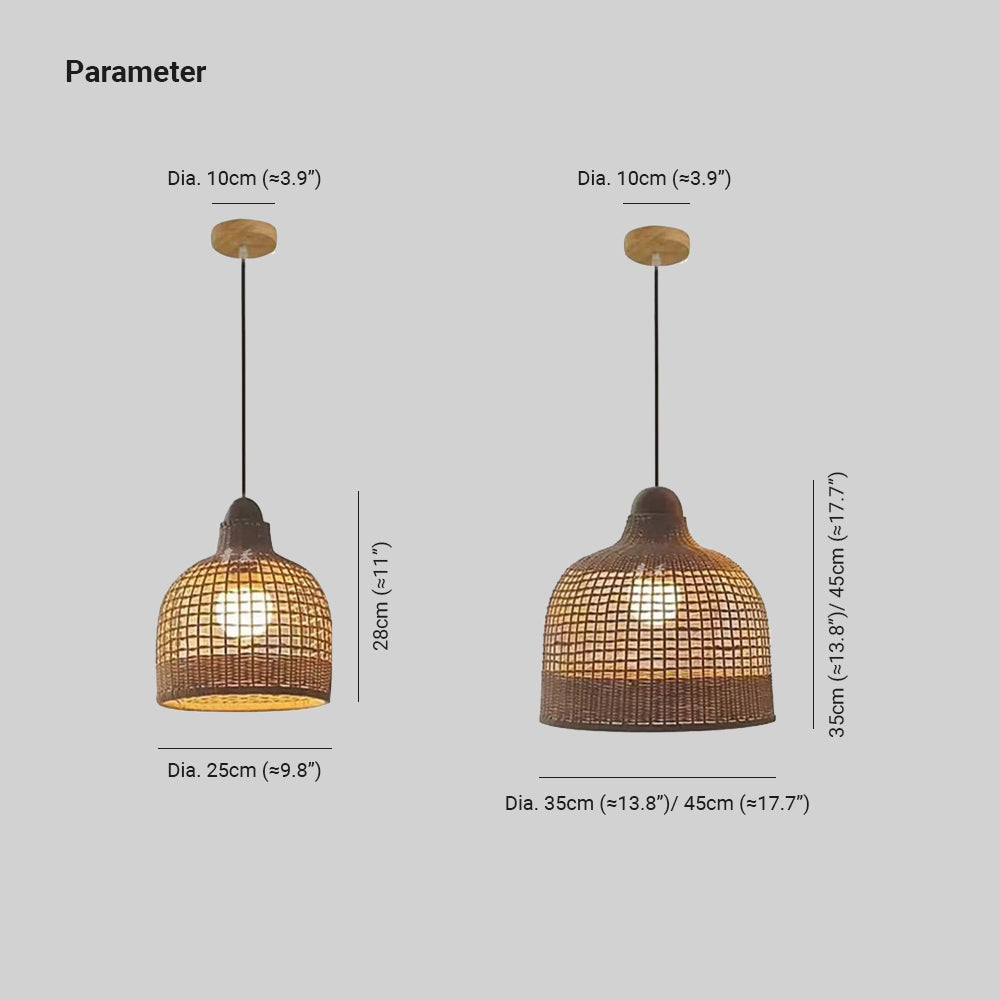 Muto Japanese Retro Basket Pendant Light Bamboo Guesthouse/Bedroom