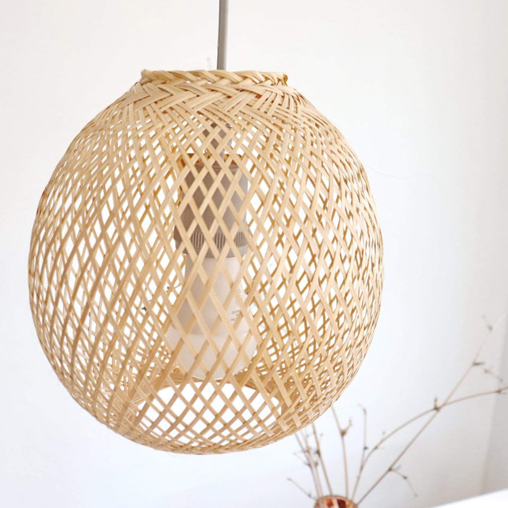 Muto Creative Round Pendant Light Bamboo Bedroom Living Room