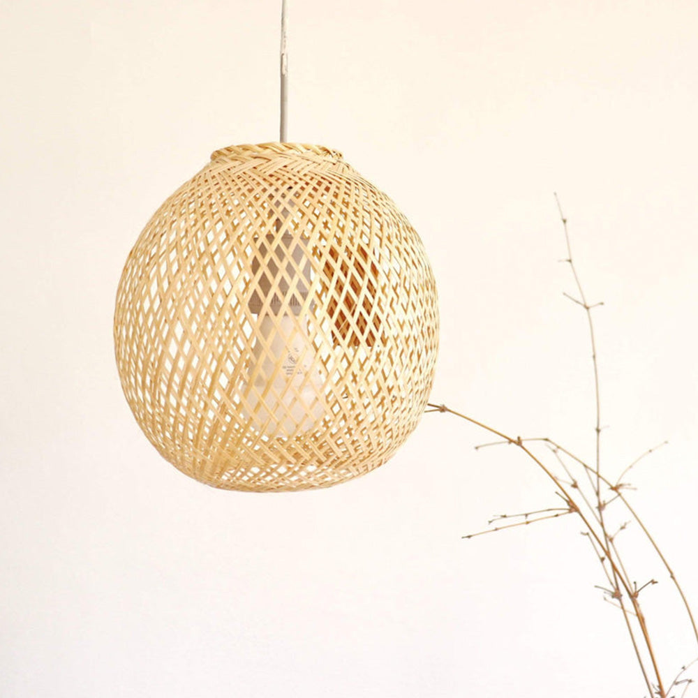 Muto Creative Round Pendant Light Bamboo Bedroom Living Room