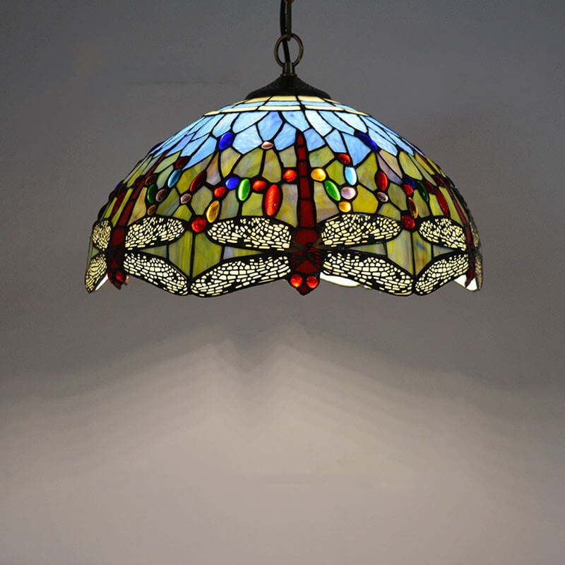 Eryn Rustic Colorful Pendant Light Stained Glass Metal Bedroom