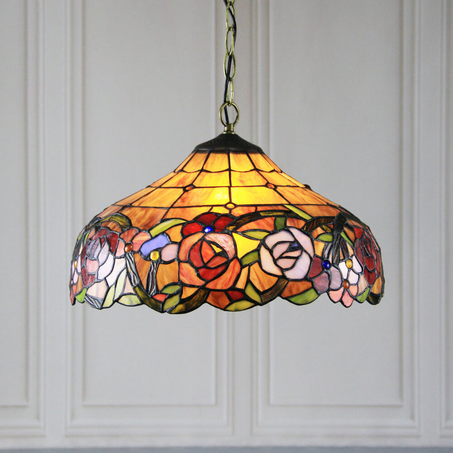 Eryn Rustic Colorful Pendant Light Stained Glass Metal Bedroom