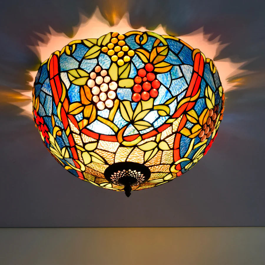 Eryn Vintage LED Flush Mount Ceiling Light Multicolor Metal/Glass Bedroom