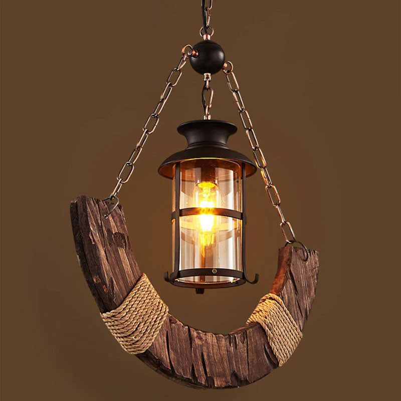 Austin Decorative Pendant Light Wood Brown Dining Room Living Room