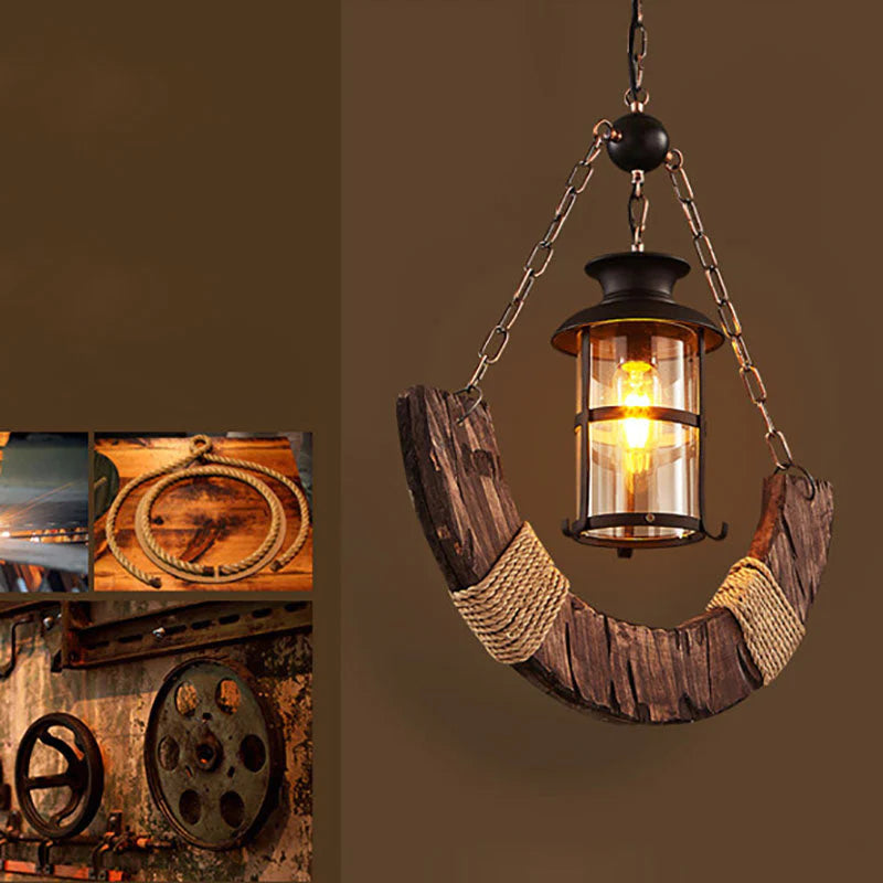 Austin Decorative Pendant Light Wood Brown Dining Room Living Room