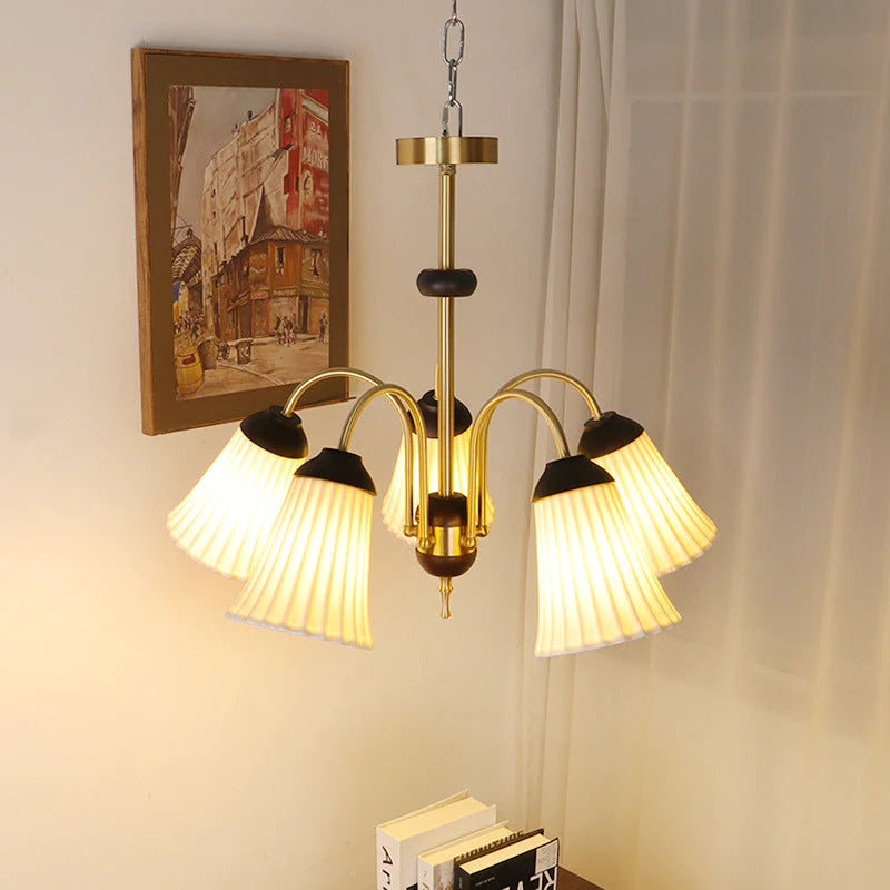 Félicie Retro LED Chandelier Golden Metal Dining Room Bedroom