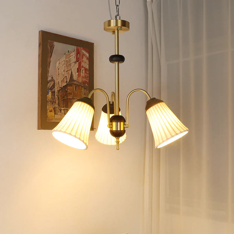 Félicie Retro LED Chandelier Golden Metal Dining Room Bedroom