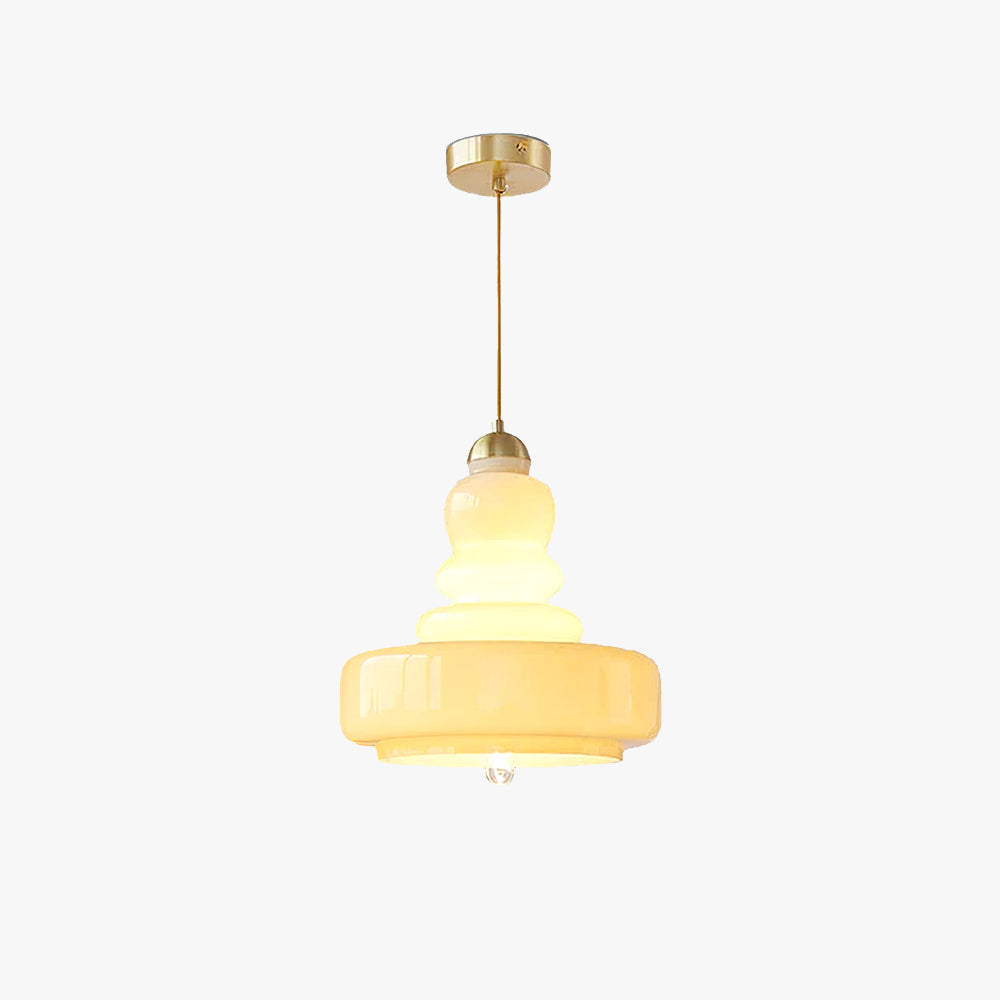 Morandi French Modern Kitchen Pendant Light Beige Glass/Metal Living Room